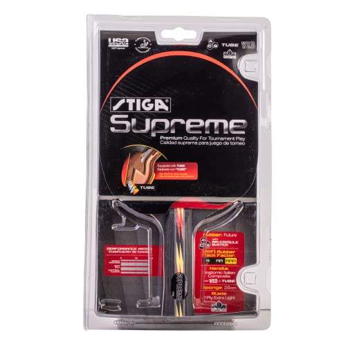 STIGA Raquete de tênis de mesa de nível de desempenho supremo feita com borracha aprovada pela ITTF