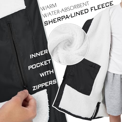 Image of Swim Parka Kids Windproof Sherpa-Lined Unisex Parka Quick-dry Robe Coat for Kids Youth,Oversize Swimming Warm Jacket
