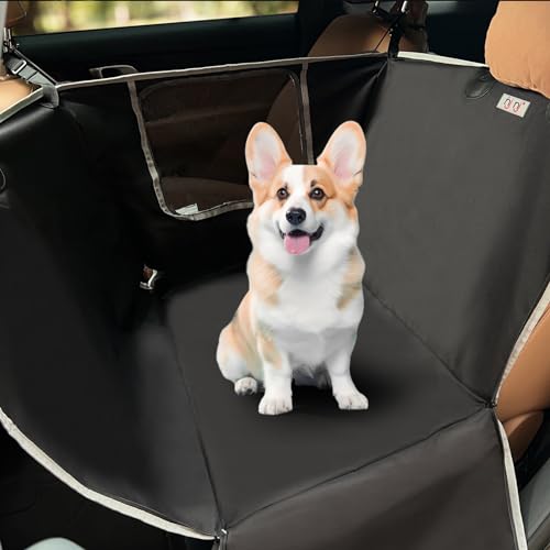 Image of njnj Dog Car Seat Cover for Back Seat - Waterproof Dog Half Hammock for Cars with Mesh Window,Scratchproof Pet Backseat Protector,Perdurable,Non-Slip Booster Seat for Small,Medium and Large Dogs