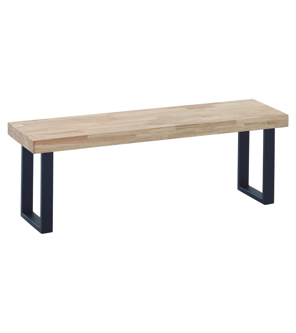 Home Heavenly® - Banco de Madera Roble Macizo Darek, Banco para Comedor y Cocina, Estilo Industrial, Pata Metal U. 120x47x34 cm. (Roble Nordish - Pata Negra)