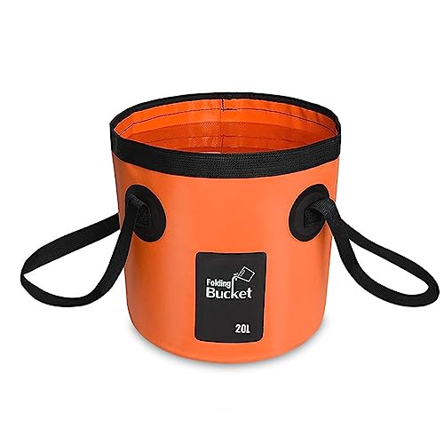 Cubo plegable multifunción de 20 L, para exteriores, para camping, viajes, senderismo, color naranja