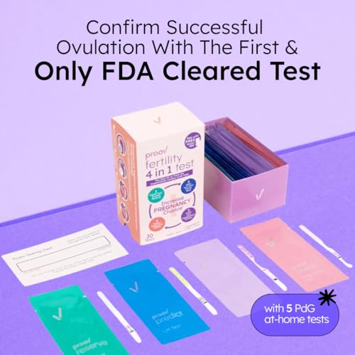 Image of Proov - 4-in-1 Fertility Test for Women - Ovulation & Pregnancy Test Strips - Monitors FSH, LH, PdG & hCG - Promote Chance of Pregnancy - Fertility Hormone Tracking - 1 Cycle Test Kit - 20 Tests