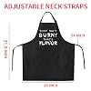 Rosoz Funny BBQ Black Chef Aprons for Men, That Ain't Burnt That's Flavor, Adjustable Kitchen Cooking Aprons with Pocket Waterproof Oil Proof Valentine's Day/Birthday #3