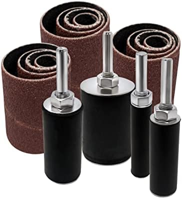 LINE10 Tools 16 Pack Sanding Drum and Sleeves Set for Drill, 2-inch Long, 60, 80 and 120 Grit
