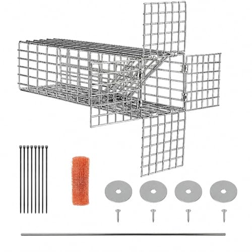 FIXTIMEN One Way Squirrel Door 3x3x9 Black Wildlife Exclusion Device Humane One Way Exit for Attic Soffit Chimneys & Vents Stainless Steel Easy Install with 50cm Steel Wire (1 pcs)