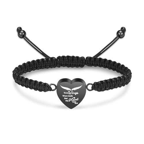 Imrsanl Cremation Bracelet for Ashes Cremation Jewelry Heart Urn Ashes Bracelet with Angel Wings Keepsake Urn Memorial Ash Jewelry