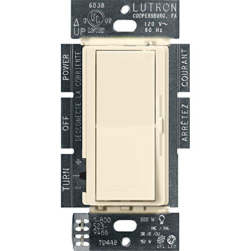 Image of Lutron Diva LED+ Dimmer Light Switch for Dimmable LED, Halogen, and Incandescent Bulbs, 150 Watt, Single-Pole or 3-Way, DVCL-153P-AL, Almond