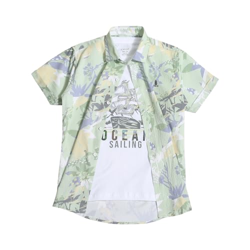 Image of CAVIO Boys Printed Shirt and T-Shirt Regular Fit Casual Half Sleeve