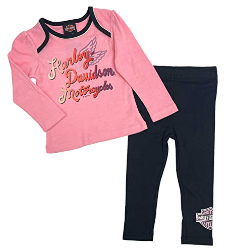Harley-Davidson Baby Girls' 2 Piece Newborn Set, Long Sleeve Tee & Knit Pant Set