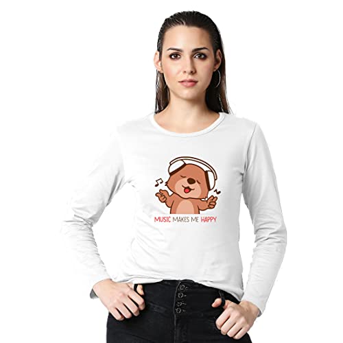 Image of Bewakoof Women Printed Pink Full Sleeve Round Neck T-Shirt