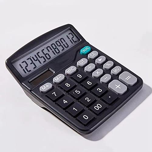 Upgraded Versioncalculator, 12-Digit Solar Cell Office Calculator With Large Lcd Display, Large Sensitive Buttons, Dual Power Desktop Calculatorsuitable For Office, Home, School(Black) #TOP2