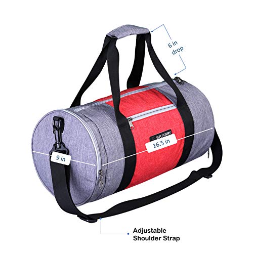 Simplecarry Gym Bag Workout Duffle Travel Weekender Bag For Women Luggage Bag Lightweight Waterproof Adjustable Shoulder Strap Bags (Grey/Red) Medium #TOP5