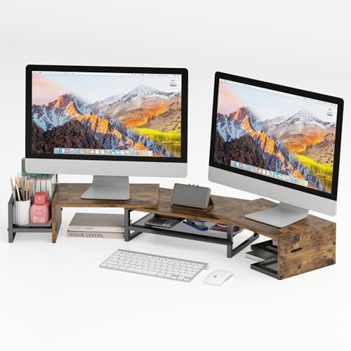 La mejor comparación de Escritorio Sencillo para Computadora más recomendados. 45 GILLAS Base para Monitor de Computadora Escritorio Doble, Soporte para Monitor Escritorio Computadora 2 Niveles, Estante Monitor Ángulo y Longitud Ajustable, Accesorios para...