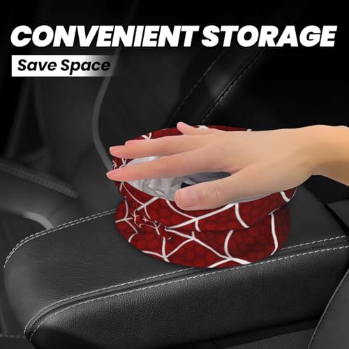Image of Car Trash Bag Spider Web Waterproof Trash Small Car Can Portable Collapsible Car Garbage Can Hanging for Back Seat Floor or Hanging Headrest Car Decor Road Trip Essentials