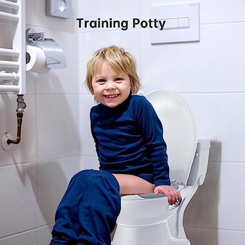 Potty Training Toilet for Baby, Realistic Potty Training Toilet with Soft Seat,Realistic Flushing Sound,Removable Pot,Storage Tank,Toilet Paper Holder,Splash Guard,Non-Slip for Toddler