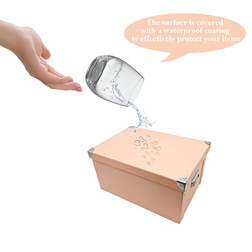 Buy GUOZI Collapsible Storage Box, Decorative Memory Box With Lid Metal Reinforced Corners Cardboard File Box With Handles Organizer Gift Box For - View #2