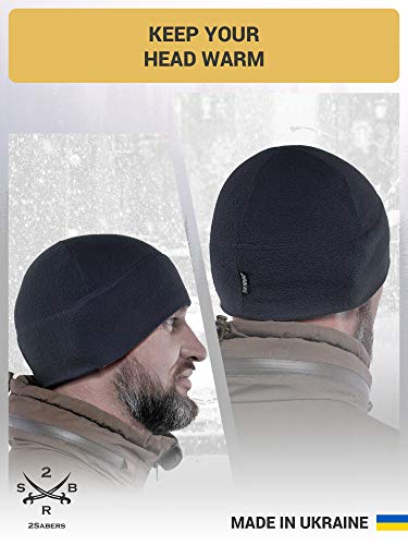 2SBR 2SABERS Fleece Winter Warm Watch Cap - Mens Outdoor Cold Weather Skull Beanie Hat Dark Navy Blue — view 4