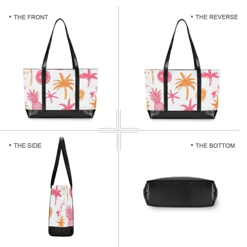 Summer Silhouette Orange Pink essentials bags for laptops for women with zipper work tote bags for women for office with tablet bolsos para mujeres3