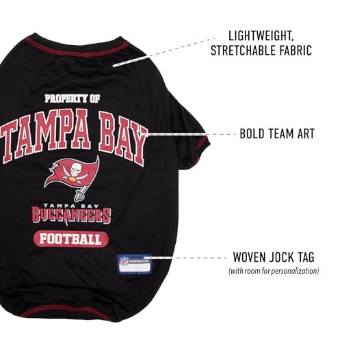 Image of PET SHIRT for Dogs & Cats - NFL TAMPA BAY BUCCANEERS Dog T-Shirt, Large. - Cutest Pet Tee Shirt for the real sporty pup