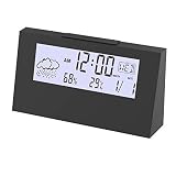 ZHELIOSMX White Backlight Digital Large LCD Weather Monitoring Clocks with Temperature Humidity Cale