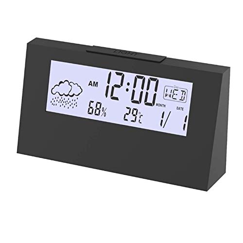 Zheliosmx White Backlight Digital Large Lcd Weather Monitoring Clocks With Temperature Humidity Calendar Alarm Clock (Black) #TOP3
