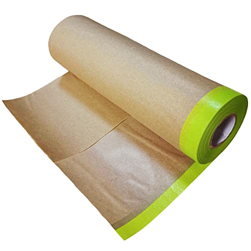 Jelowon Paint Masking Paper With Adhesive，22In X 50 Feet Drape Paint Paper, Masking Paper For Painting, Floor Protection, Auto Body Masking, Wall Covering (1 Roll) #TOP28