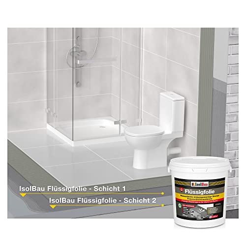 Isolbau Flüssigfolie 4 kg - Abdichtung für Dusche, Bad, Küche - MPA-Zertifikat Duschabdichtung für Wand und Boden - Abdichtungsmasse Wasserdicht und Lösemittelfrei