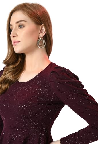 Image of IUGA Women Embellished Round Neck Puff Sleeve Top