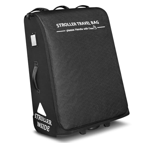 RAYMACE Padded Stroller Travel Bag for Airplane with Wheels Fits to UPPAbaby Vista V2 V3 Cruz V2 V3 Travel Safe Protection Storage Bag Patterned Design Black