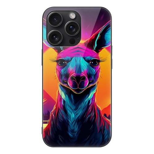 CRIVOTA for iPhone 15 Pro Max Case - All-New Colourful Kangaroo Design, Glass Back + TPU Inner Shell, Extreme Slimness, Precise Cutouts, Military-Grade Tested, Cell Phone Cases for Men Women