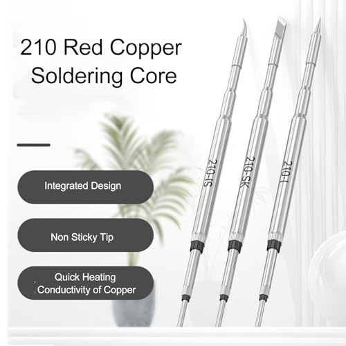 Image of ViaGasaFamido 3PCS Soldering Iron Tip Replacement Straight Curved Small Blade Tip Copper for SUGON A9 210 T21 210 Soldering Station Tool with Storage Box