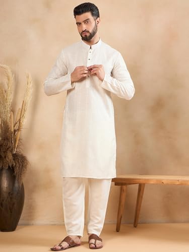 Image of Amazon Brand - Tavasya Men Linen Traditonal Regular Kurta