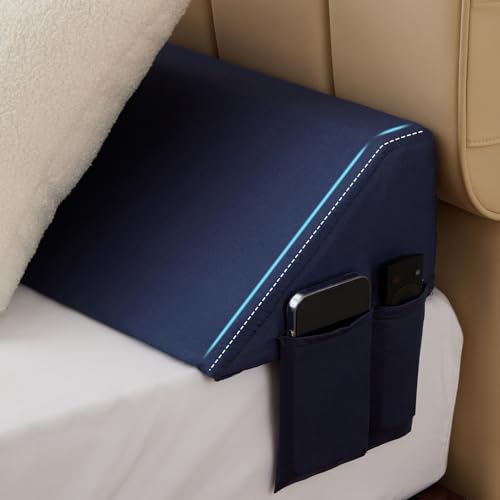 Image of Bedluxe King Wedge Pillow Headboard (76 inchx10 inchx6 inch), Bed Wedge Pillow for Headboard, Foam Headboard Pillow, Bed Gap Filler King - Fill The Gap (0-7 inch), Mattress Gap Filler (Navy)