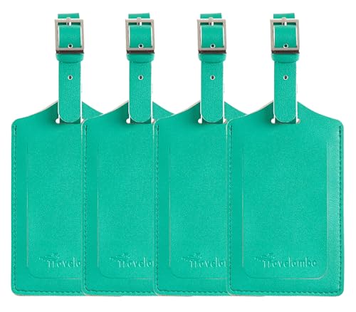Travelambo 12 Pack Leather Luggage Tags for Suitcases Travel Tag, Blooming Green