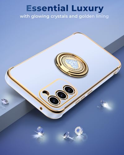 Image of XYZ for Galaxy S23 Case with Stand, Samsung S23 Case with Double Ring, Women Girls Bling Luxury Phone Case for Samsung Galaxy S23, Blue