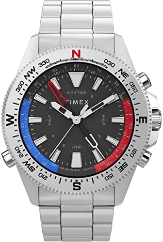 Timex Waterbury Traditional Flyback Chronograph – Orologio Uomo Al Quarzo, Cassa 43mm In Acciaio, Cinturino Inox, Quadrante Nero