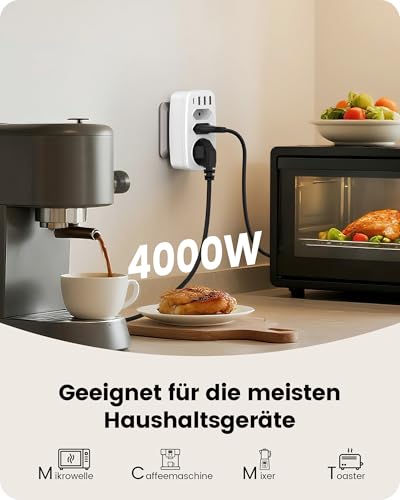 Überspannungsschutz Lencent USB Steckdose 7-in-1 Steckdosenadapter