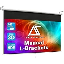 Akia Screens 100 inch Projector Screen Pull Down Manual B 169 8K 4K HD 3D Ceiling Wall Mount White Projection Screen Retractable Auto Locking AK-M100H1 with 10 inch L-Bracket White AK-ZLB10W