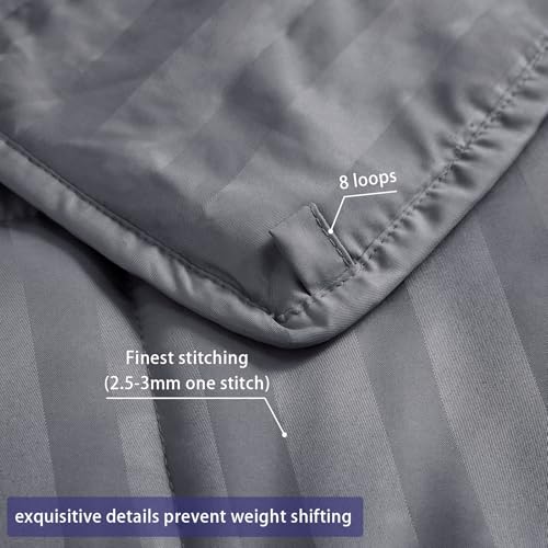 Image of yescool Weighted Blanket for Adults (10 lbs, 60 inch x 80 inch, Satin Grey Stripes) Heavy Blanket for Sleeping Perfect for 90-110 lbs, Queen Size Breathable Blanket with Premium Glass Bead, Machine Washable