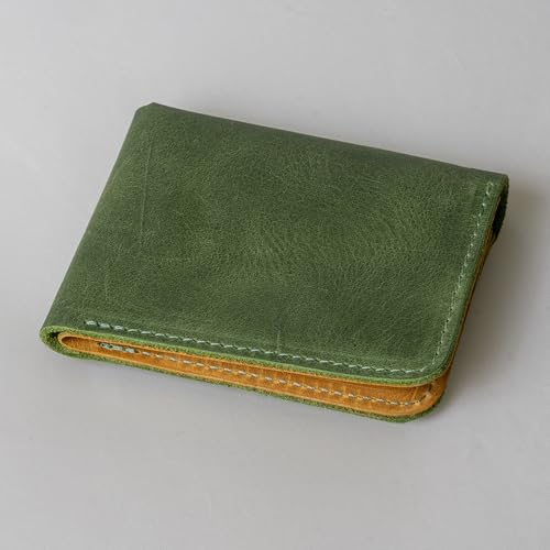 Luxury Men's Leather Wallet – Green/Mustard - Handcrafted in the USA | Full Grain American Leather3