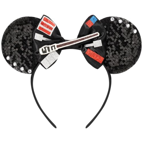 UNSPAZ Ears Headband Dark Lord Star Ears for Women Kids Sequin Headband for Trips Party Cosplay Costumes Accessories