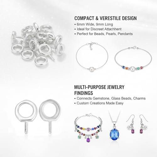 Épingles à œil à vis argent 925 pour réparer perle percée - 6