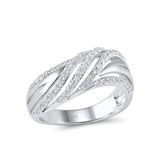 Bague de mariage et fiançailles chic en zircone blanche