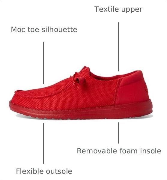 Image of HEYDUDE Women's Wendy Funk Mono Slip-On Casual Shoes Varsity Red 8 Medium