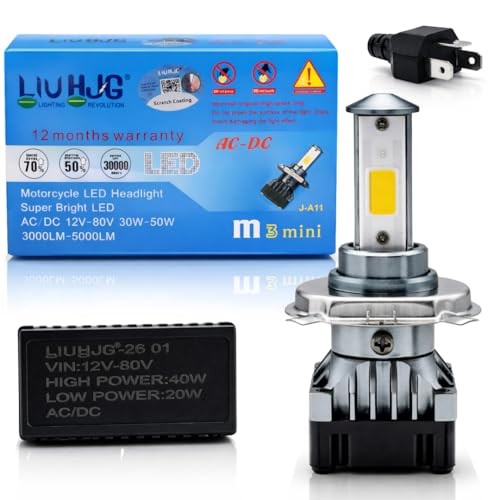 Image of LIU HJG LED H4 Headlight Bulb High Brightness Waterproof & Heat Dissipation 40W 12V DC Power White Light Reflection Universal fit for All Bikes & Cars (Pack of 1)