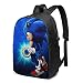 Produktbild HOIH Sonic The Hedgehong Laptop Rucksack Schultasche Daypack Verstellbar für Frauen Männer mit USB-Ladeanschluss 17 Zoll