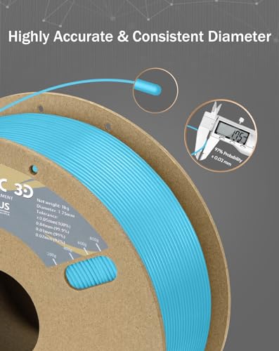 Image of DURAMIC 3D PLA+ Printer Filament 1.75mm PLA Plus Neatly 2Kg Spool(2.2lbs) | PLA Pro Tougher and Stronger, Dimensional Accuracy Probability + /- 0.02mm Light blue