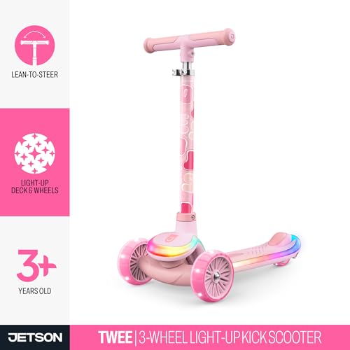 Image of Jetson Twee 3-Wheel Light-Up Kick Scooter, Kids' Scooter with LavaTech Deck Lights, Adjustable Handlebar Height, 4.7-Inch Wheels, Ages 3+