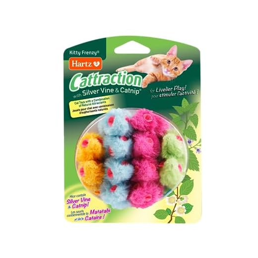 Hartz Cattraction Kitty Frenzy Cat Toy with 12 Silver Vine & Catnip Mice, Multi, All Breed Sizes