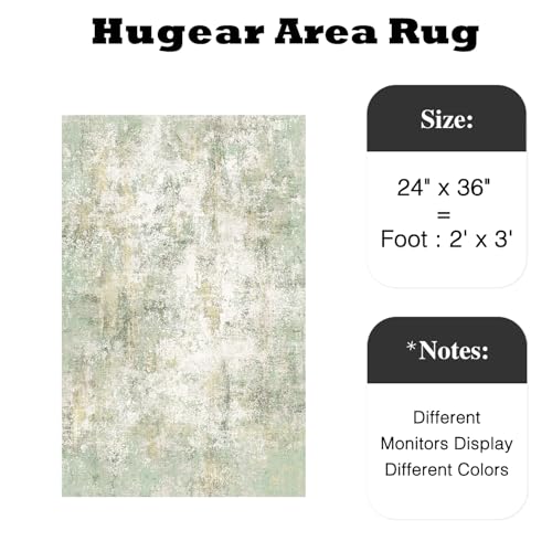 Image of HUGEAR 2x3 Entryway Rug Green Machine Washable Abstract Area Rug Small Rugs Entrance Door Mat Indoor Rugs Modern Low Pile Carpet Kitchen Bedroom Office Non Slip